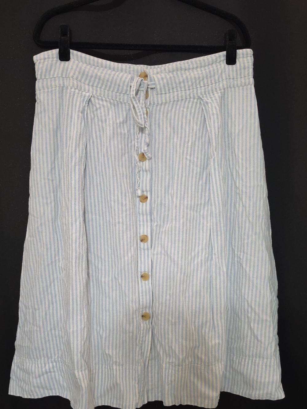 a new day Light Blue and White Striped Button-Front A-Line Skirt